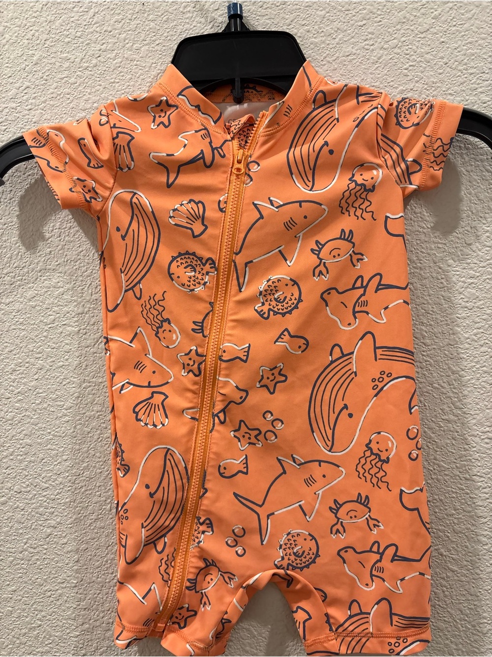 Carter's Orange Sea Life Zippered Rashguard Romper